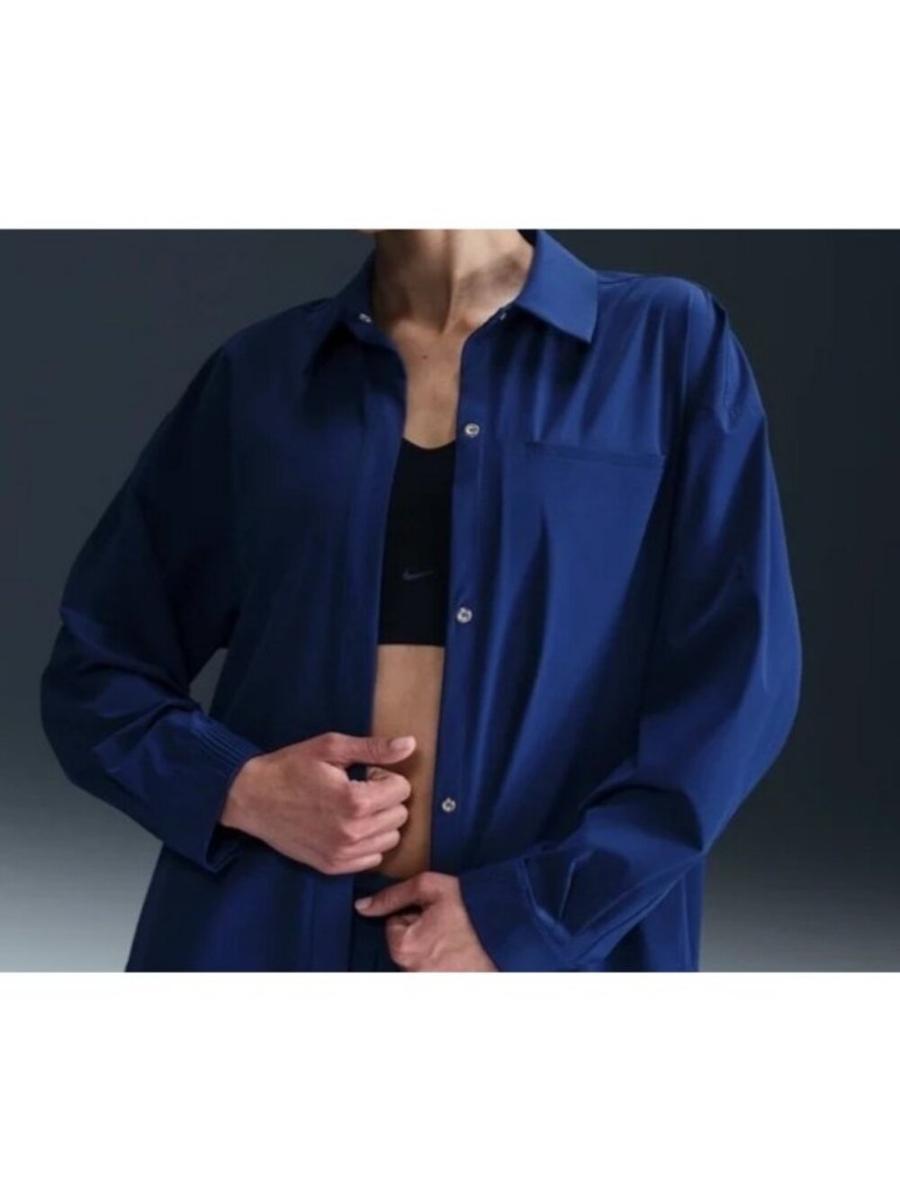 Nike 24.7 Perfect Stretch Oversized Long Sleeved Top Royal Blue Women's Medium M